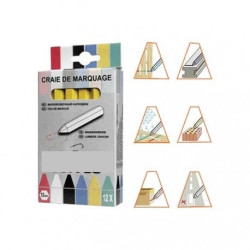 Lot de 12 Bâtons de Craie Écologique Non Fluo Biodégradable Temporaire